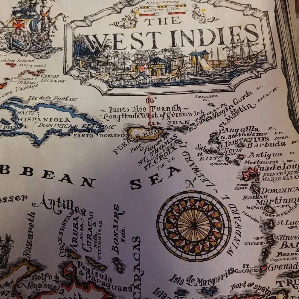 Vintage Caribbean Map - Pristine Condition in Original Container!